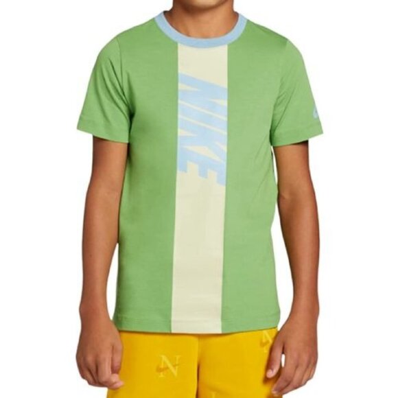 Nike Boys Sportswear Tee Shirt Short Sleeve DO1799-377 Green Blue Size L Large - Picture 1 of 3
